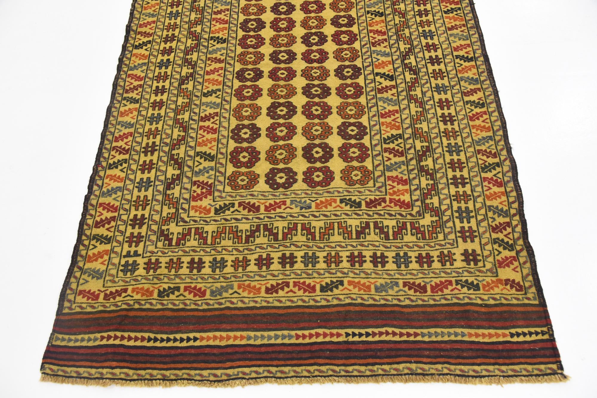3' 10 x 6' 4 Hand Woven Kilim Afghan Wool Rug