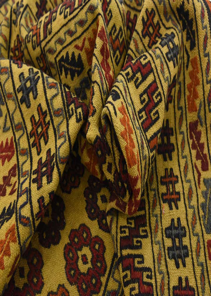 3' 10 x 6' 4 Hand Woven Kilim Afghan Wool Rug