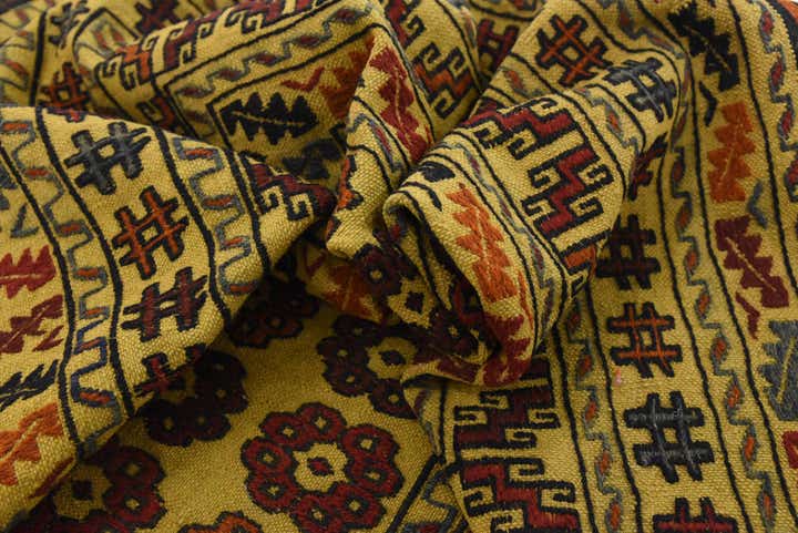 3' 10 x 6' 4 Hand Woven Kilim Afghan Wool Rug