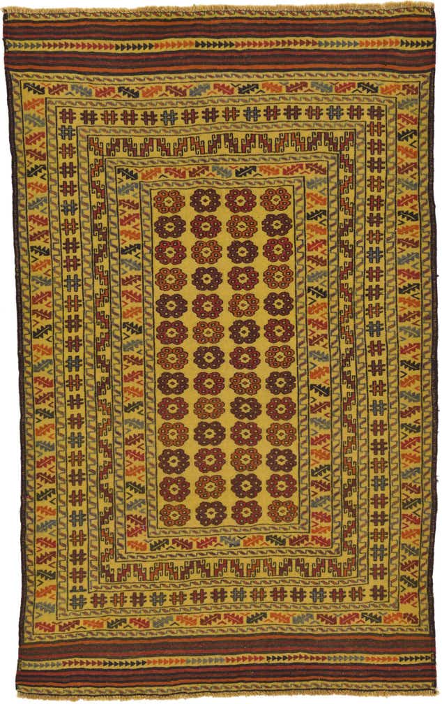3' 10 x 6' 4 Hand Woven Kilim Afghan Wool Rug