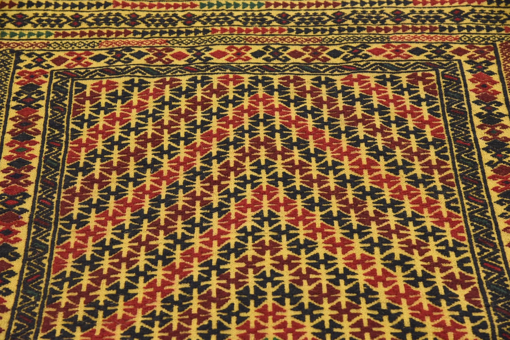 3' 10 x 6' 2 Hand Woven Kilim Afghan Wool Rug