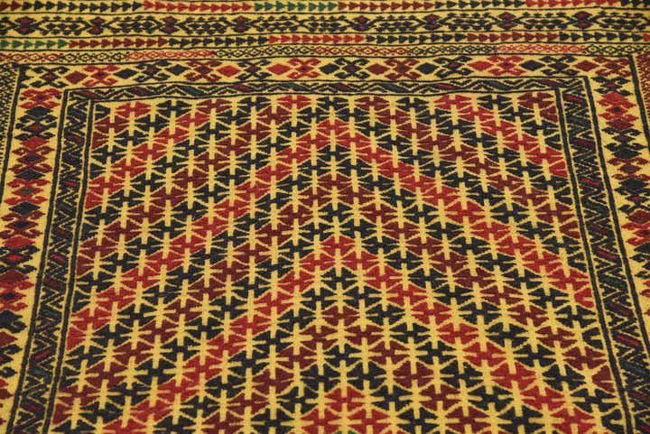 3' 10 x 6' 2 Hand Woven Kilim Afghan Wool Rug