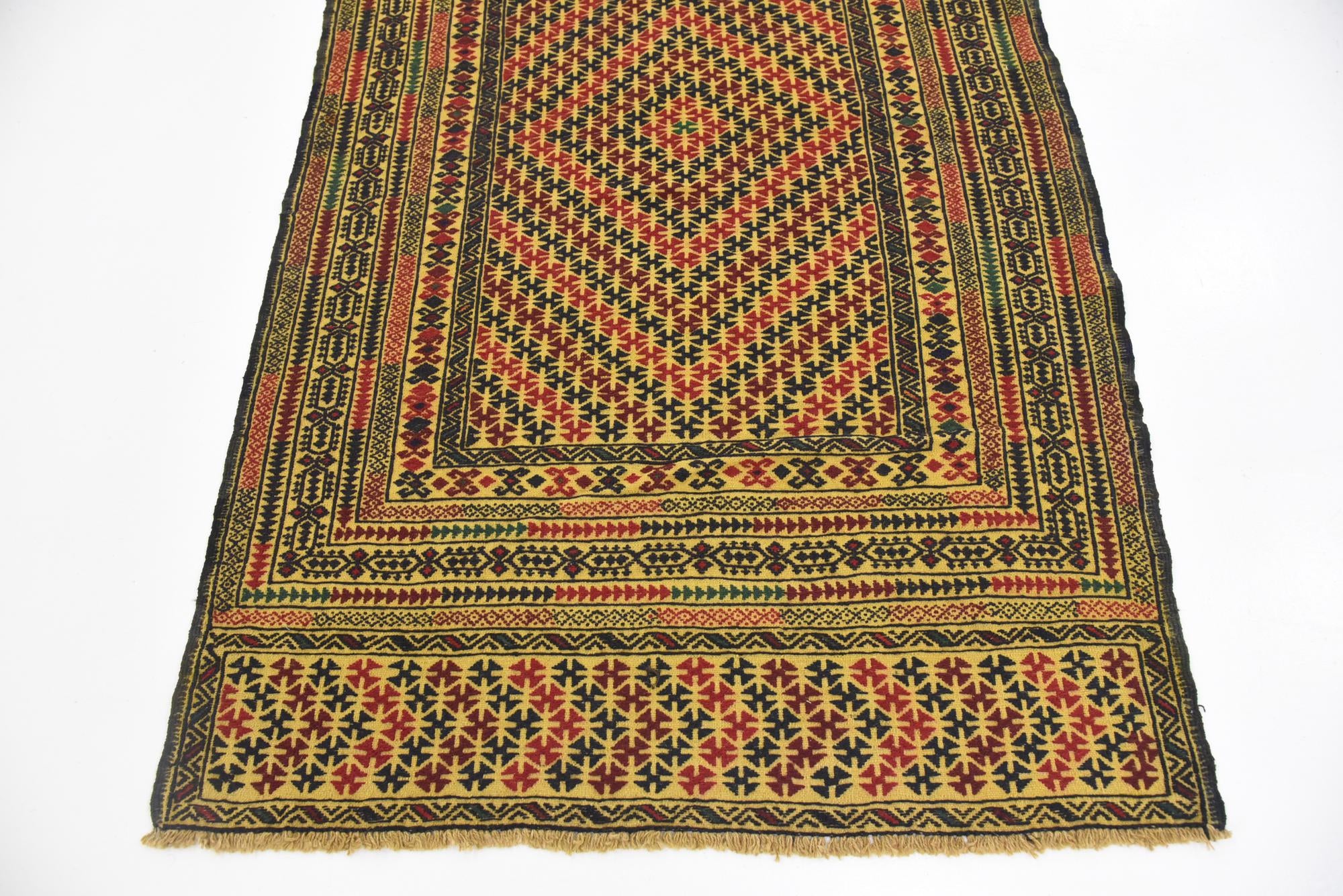 3' 10 x 6' 2 Hand Woven Kilim Afghan Wool Rug