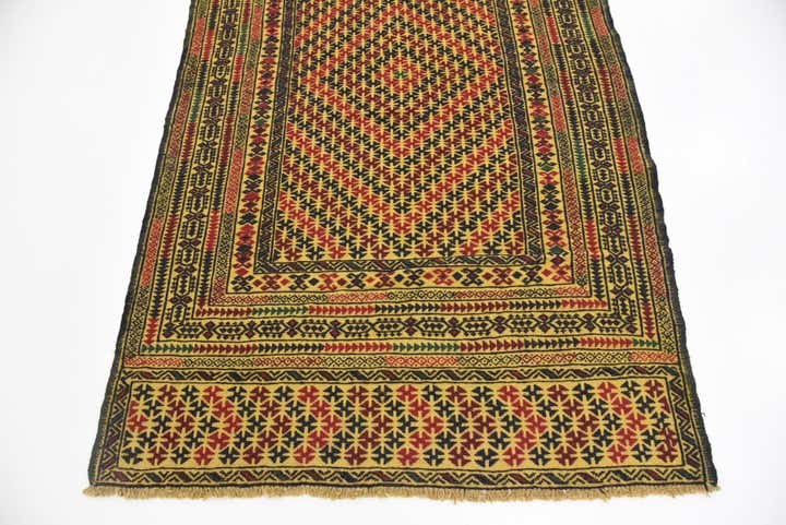 3' 10 x 6' 2 Hand Woven Kilim Afghan Wool Rug