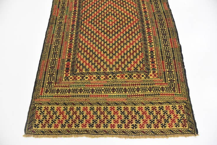 Detail image of 3' 10 x 6' 2 Hand Woven Kilim Afghan Wool Rug