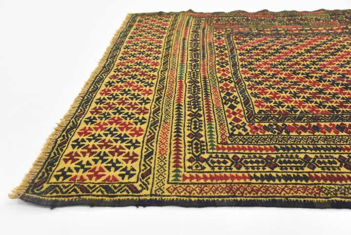 3' 10 x 6' 2 Hand Woven Kilim Afghan Wool Rug