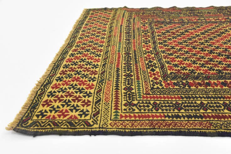 Detail image of 3' 10 x 6' 2 Hand Woven Kilim Afghan Wool Rug