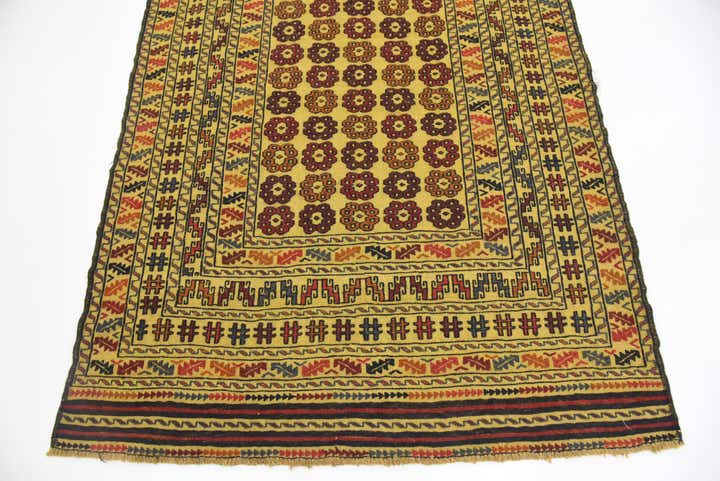 4' 3 x 6' 2 Hand Woven Kilim Afghan Wool Rug