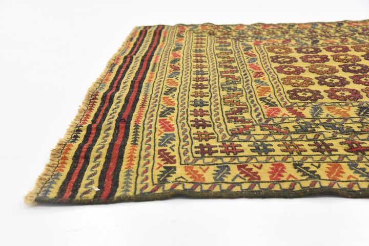 4' 3 x 6' 2 Hand Woven Kilim Afghan Wool Rug