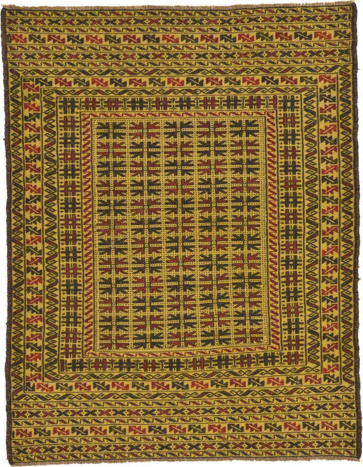 Detail image of 3' 10 x 6' Hand Woven Kilim Afghan Wool Rug
