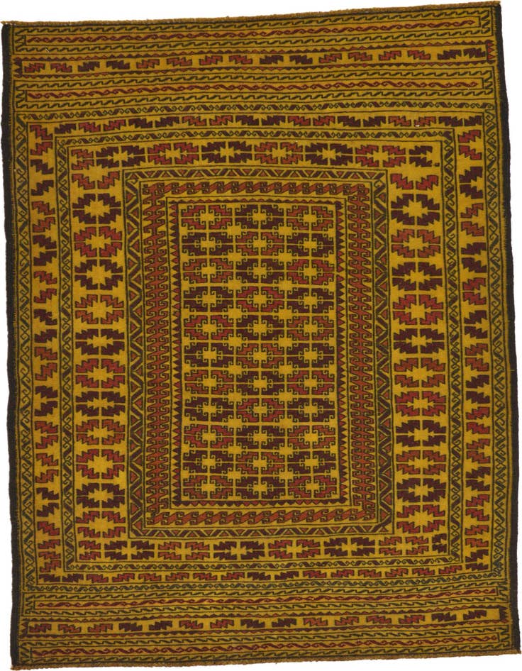 Detail image of 4' x 6' 3 Hand Woven Kilim Afghan Wool Rug