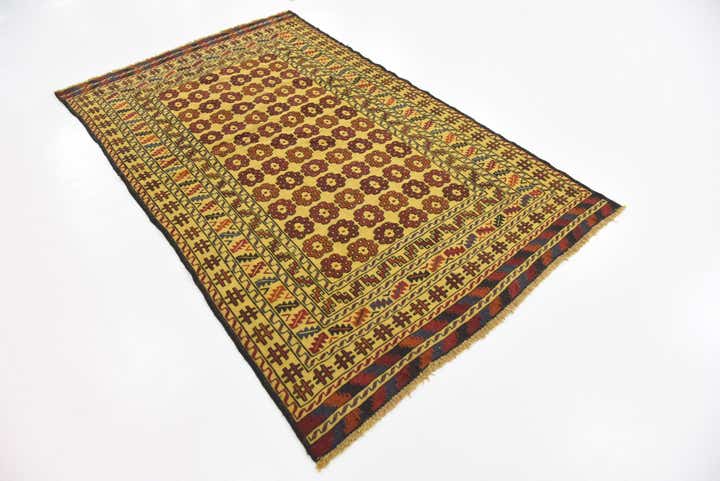 3' 8 x 6' Hand Woven Kilim Afghan Wool Rug