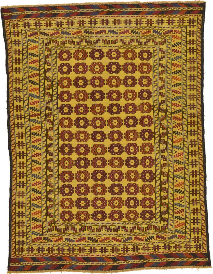 Detail image of 3' 8 x 6' Hand Woven Kilim Afghan Wool Rug