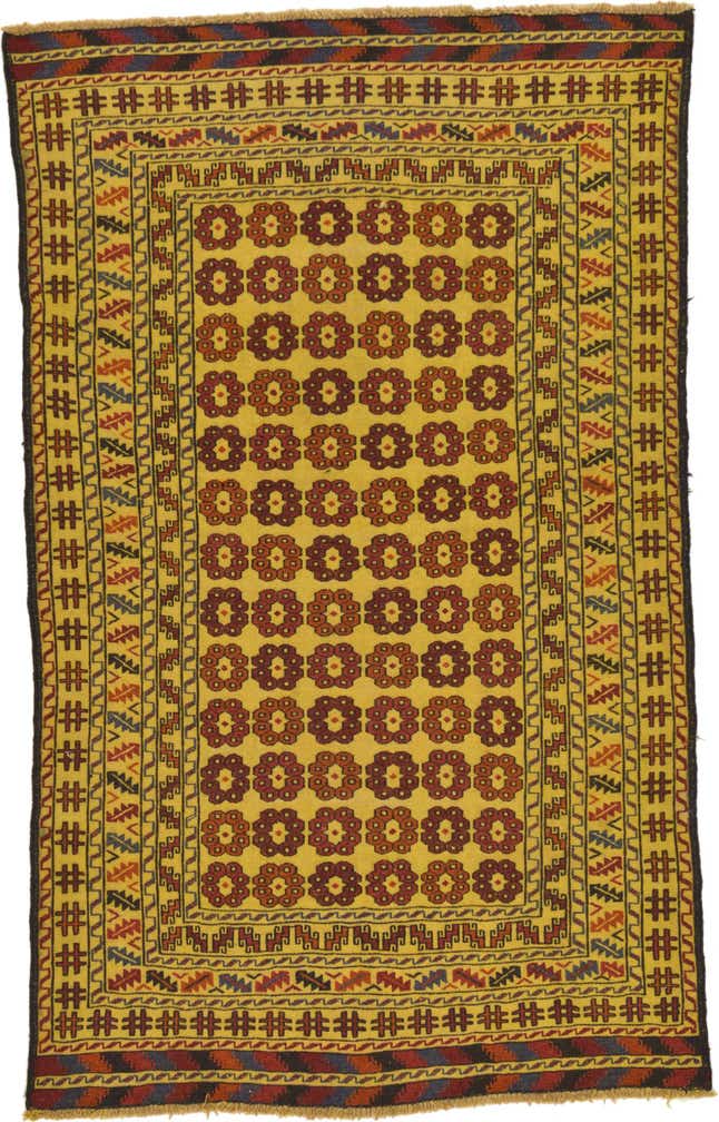 3' 8 x 6' Hand Woven Kilim Afghan Wool Rug