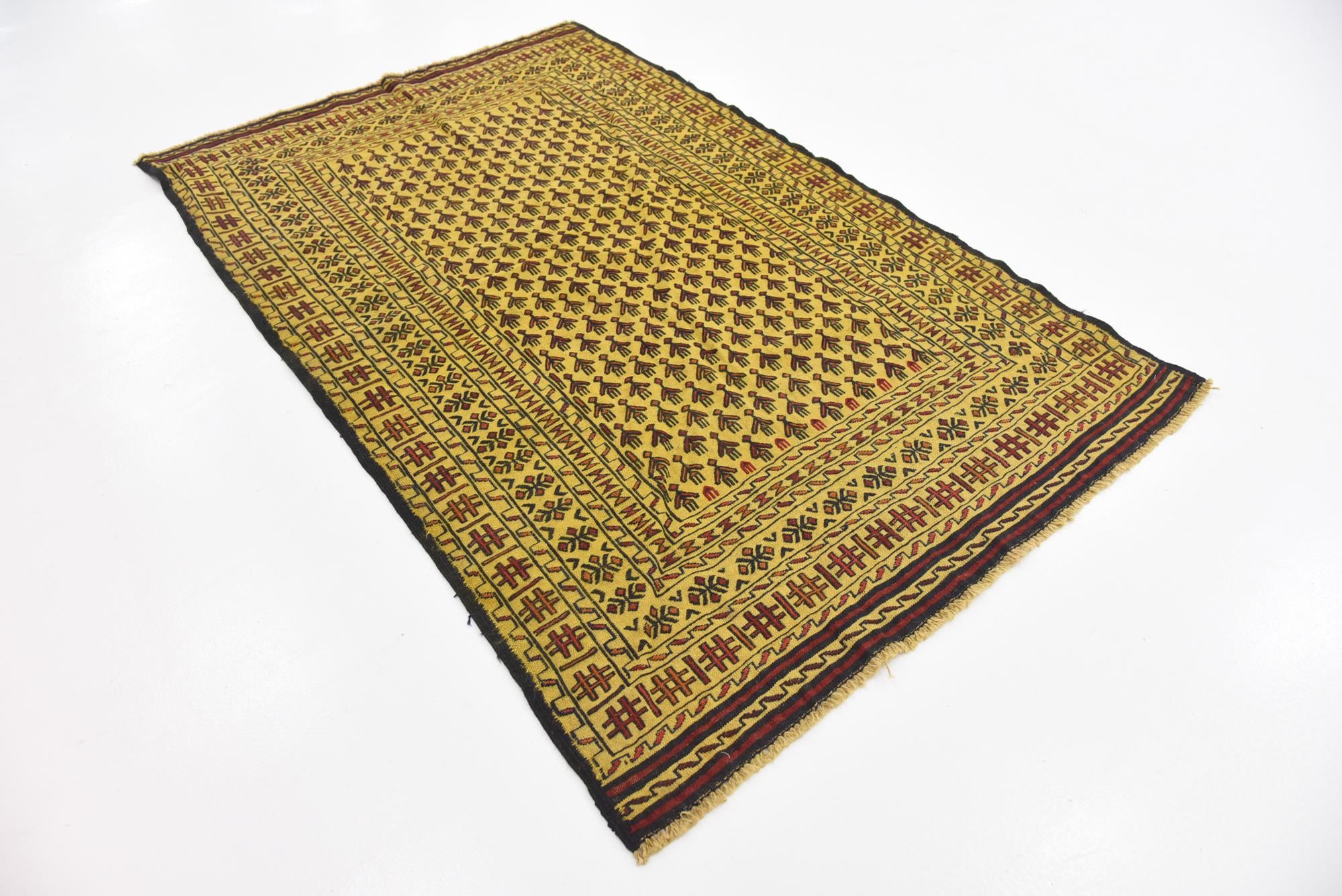 4' x 6' 2 Hand Woven Kilim Afghan Wool Rug