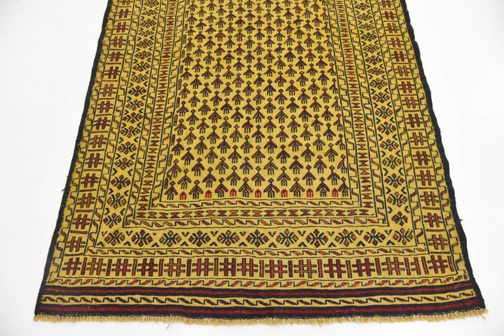 Detail image of 4' x 6' 2 Hand Woven Kilim Afghan Wool Rug