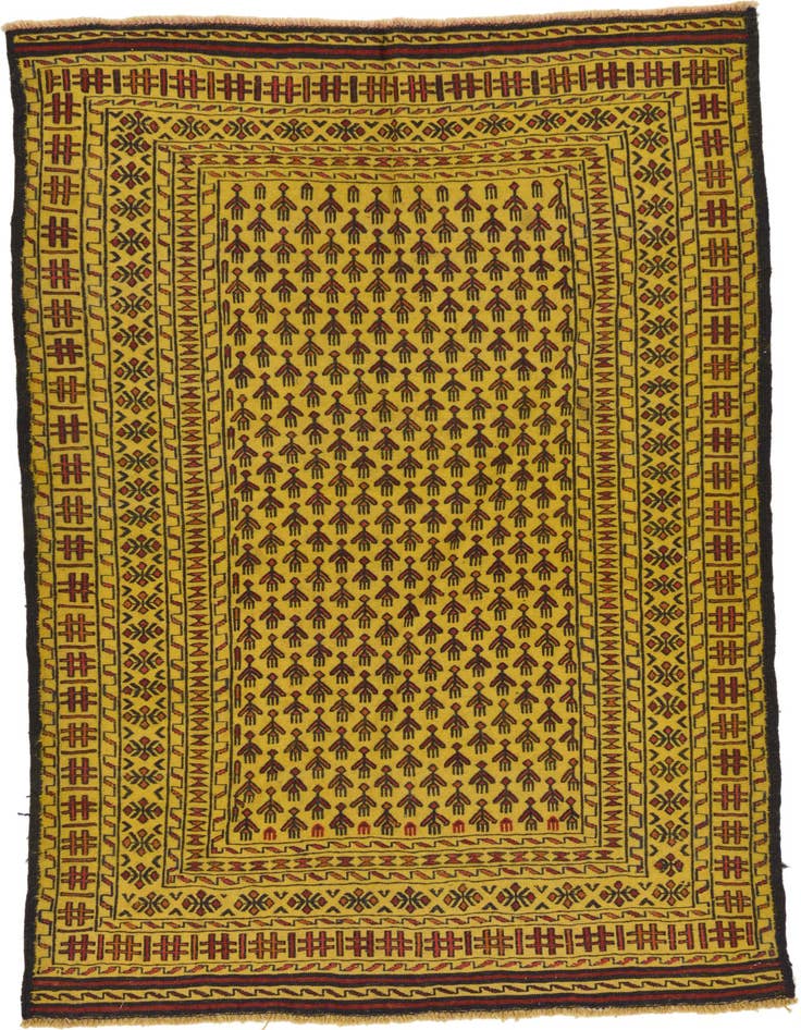 Detail image of 4' x 6' 2 Hand Woven Kilim Afghan Wool Rug