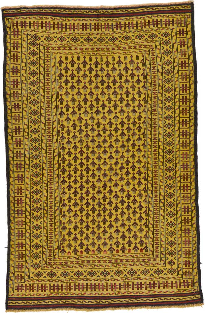 4' x 6' 2 Hand Woven Kilim Afghan Wool Rug