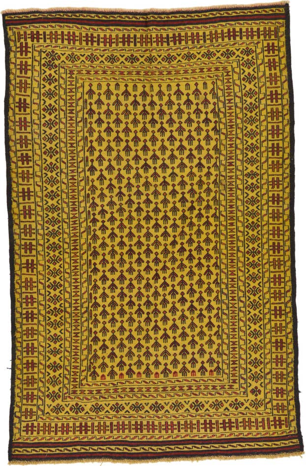 Detail image of 4' x 6' 2 Hand Woven Kilim Afghan Wool Rug