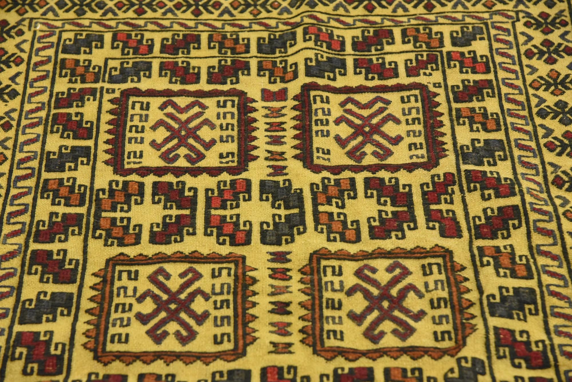 3' 10 x 6' 4 Hand Woven Kilim Afghan Wool Rug