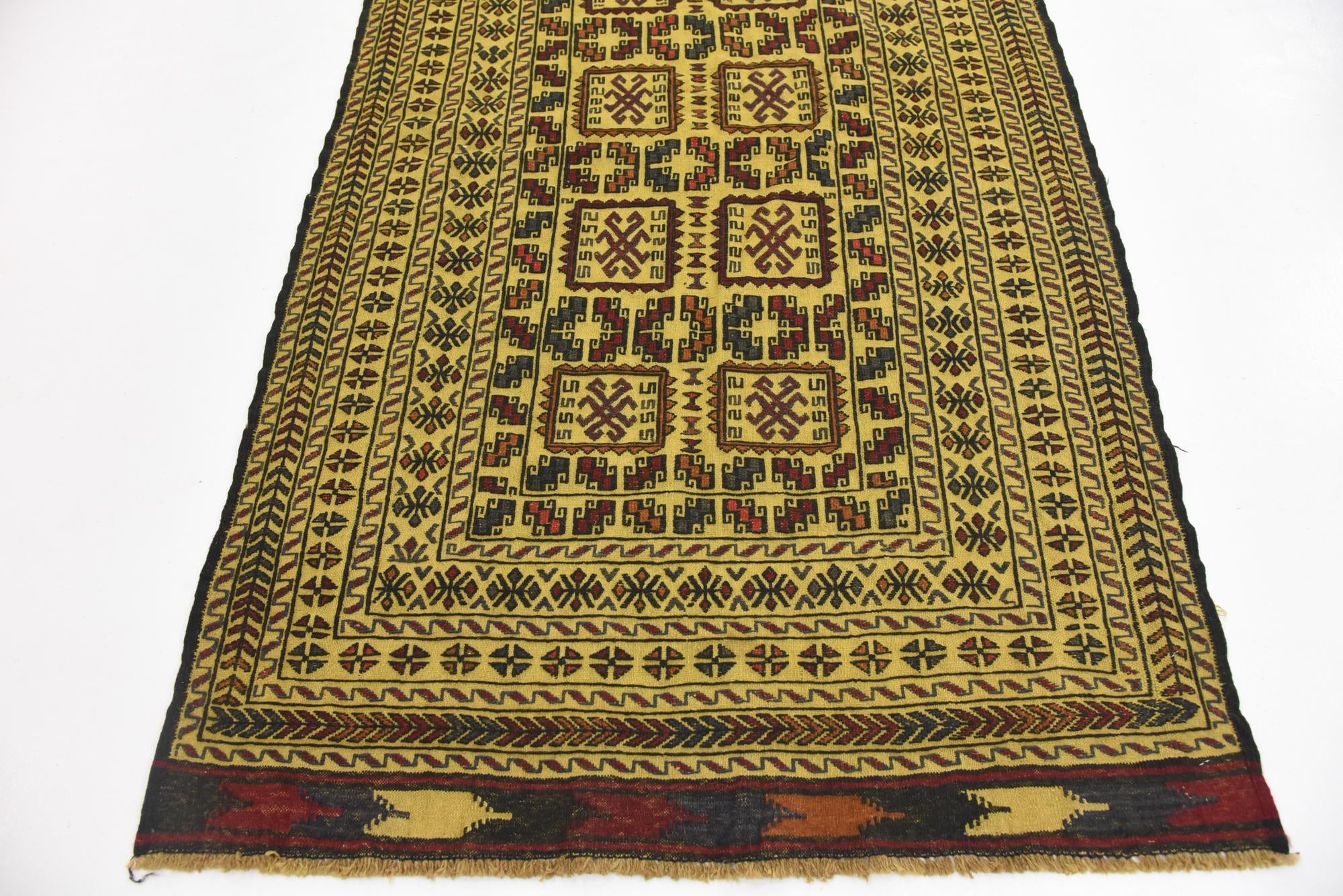 3' 10 x 6' 4 Hand Woven Kilim Afghan Wool Rug