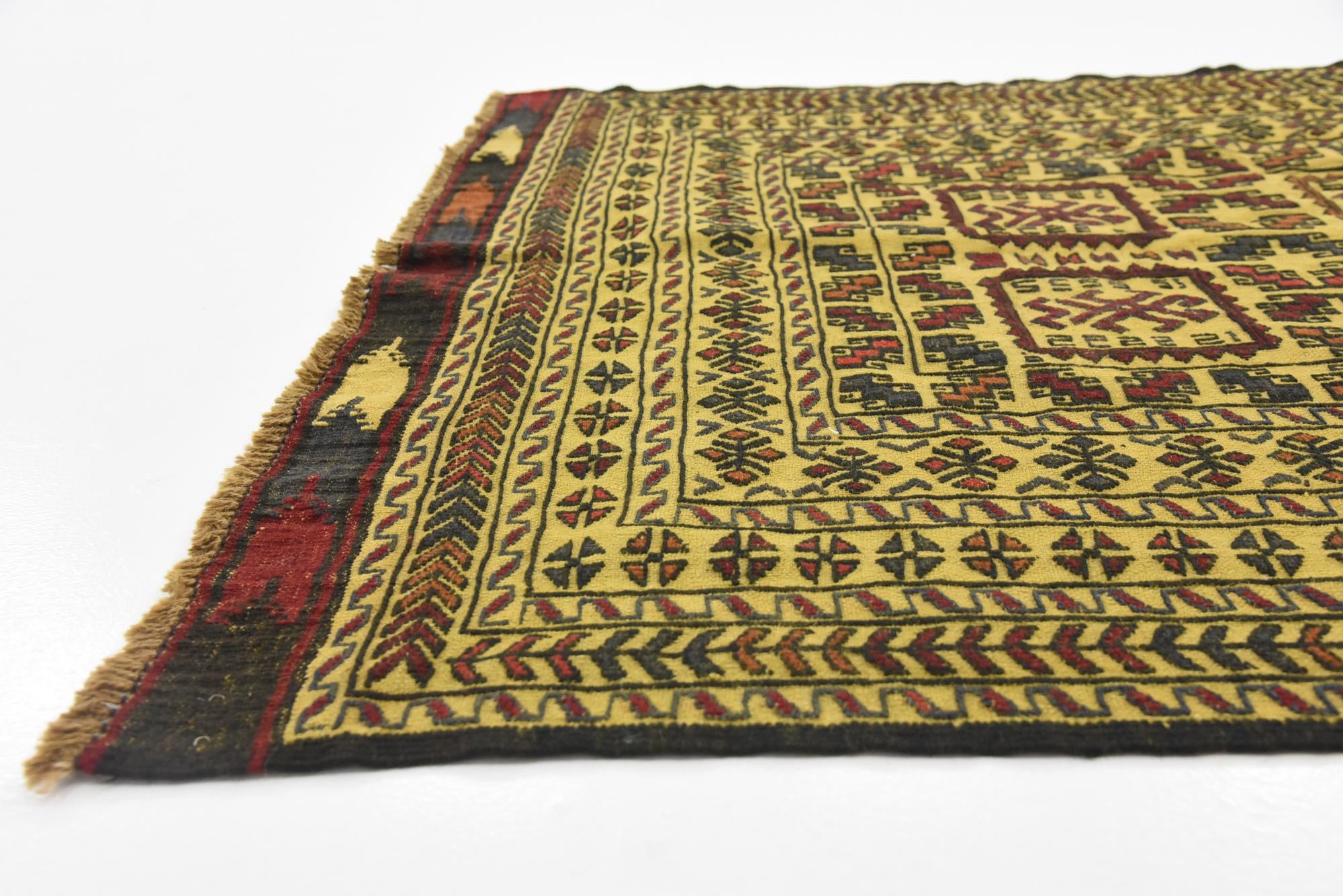 3' 10 x 6' 4 Hand Woven Kilim Afghan Wool Rug