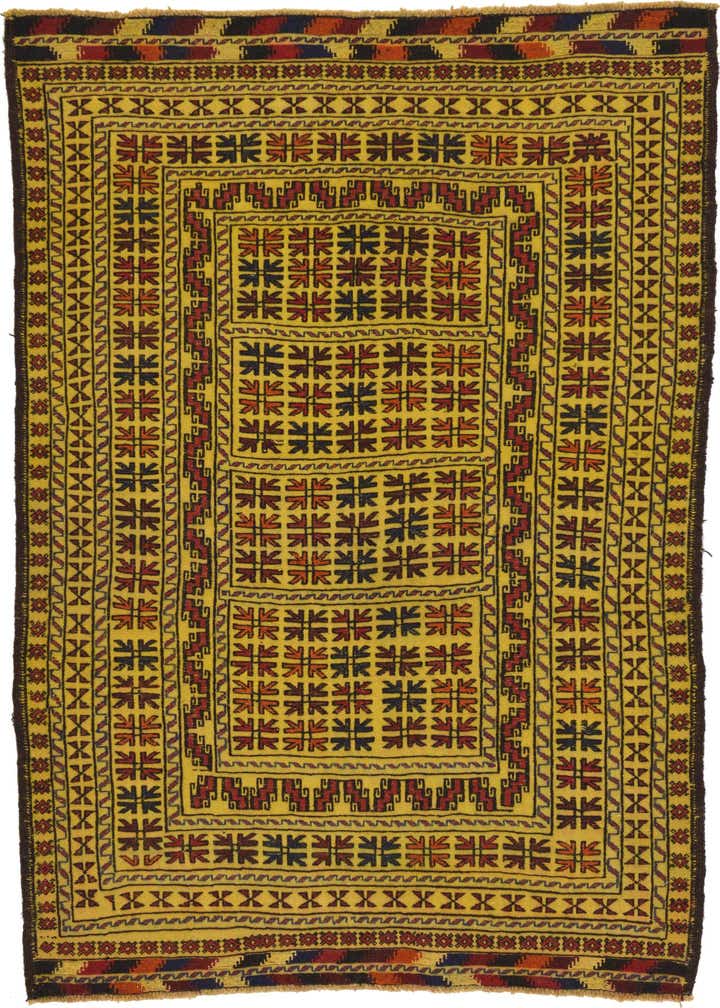 4' x 6' 2 Hand Woven Kilim Afghan Wool Rug