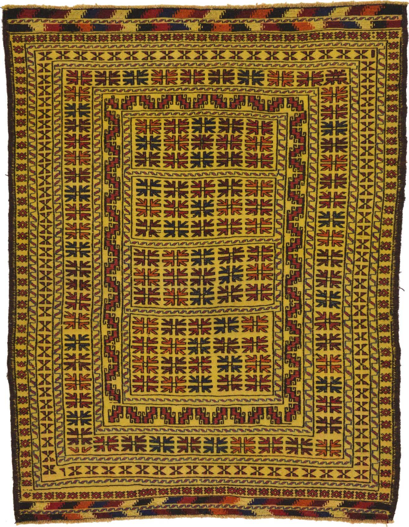 4' x 6' 2 Hand Woven Kilim Afghan Wool Rug