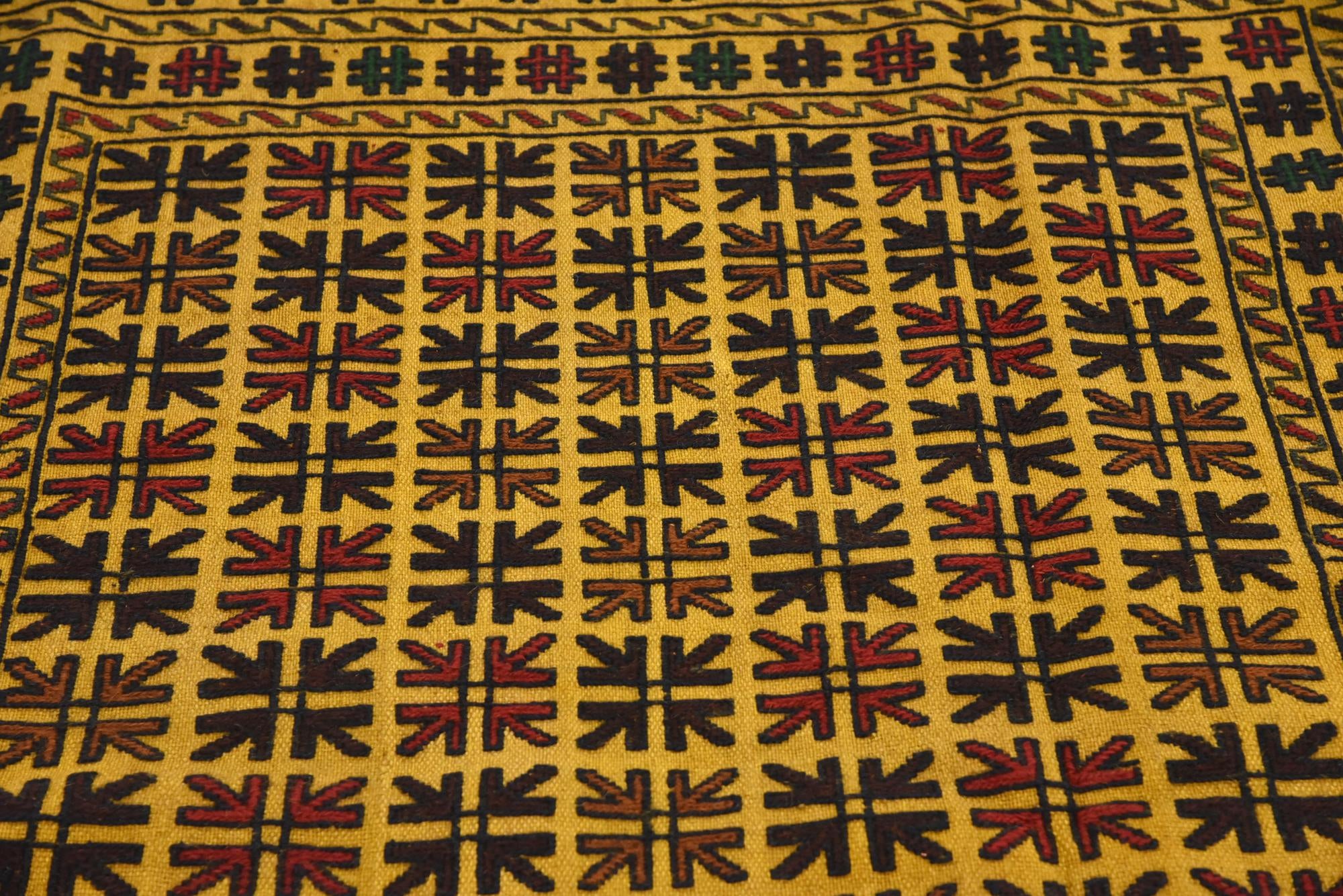 3' 10 x 6' 2 Hand Woven Kilim Afghan Wool Rug