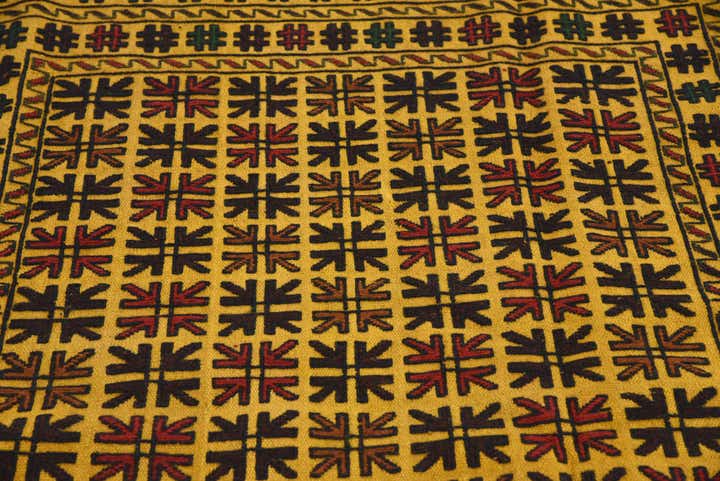 3' 10 x 6' 2 Hand Woven Kilim Afghan Wool Rug