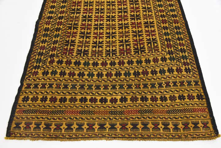 3' 10 x 6' 2 Hand Woven Kilim Afghan Wool Rug