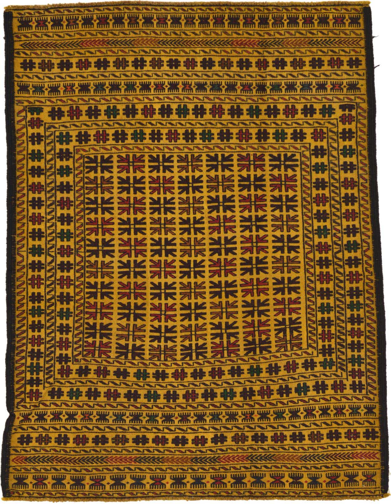 3' 10 x 6' 2 Hand Woven Kilim Afghan Wool Rug