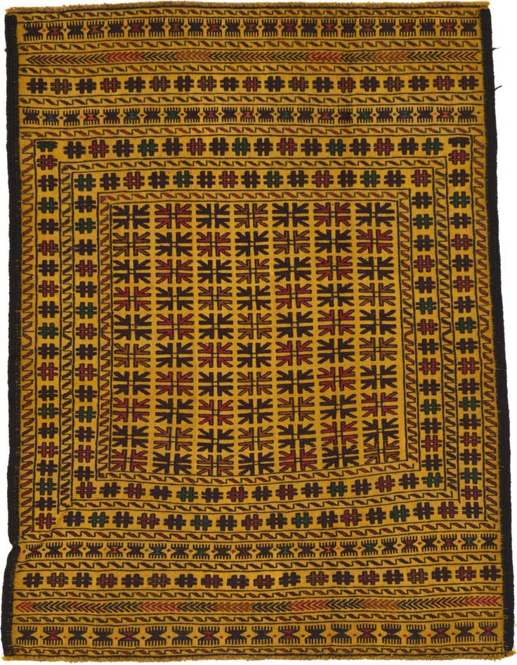 Detail image of 3' 10 x 6' 2 Hand Woven Kilim Afghan Wool Rug