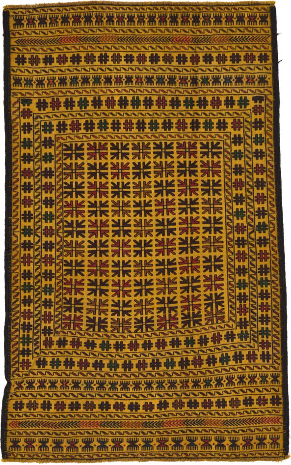 Detail image of 3' 10 x 6' 2 Hand Woven Kilim Afghan Wool Rug