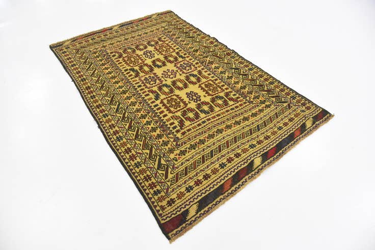 Detail image of 3' 10 x 6' Hand Woven Kilim Afghan Wool Rug