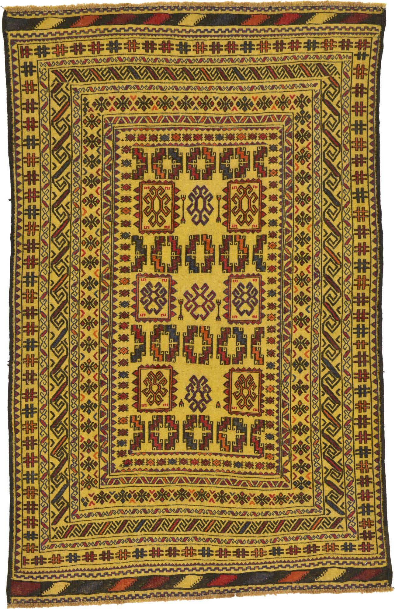 3' 10 x 6' Hand Woven Kilim Afghan Wool Rug