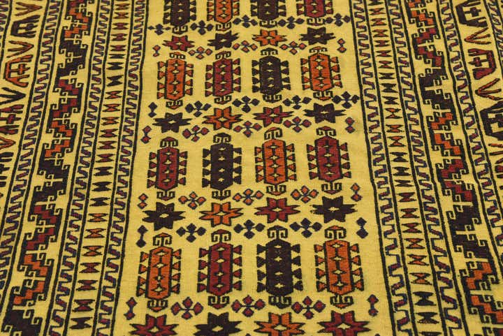 4' 2 x 6' 4 Hand Woven Kilim Afghan Wool Rug