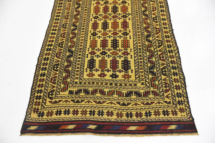 Detail image of 4' 2 x 6' 4 Hand Woven Kilim Afghan Wool Rug