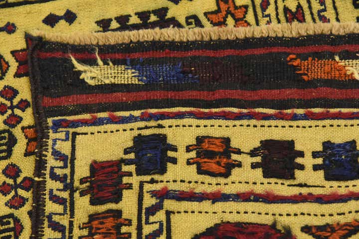 4' 2 x 6' 4 Hand Woven Kilim Afghan Wool Rug