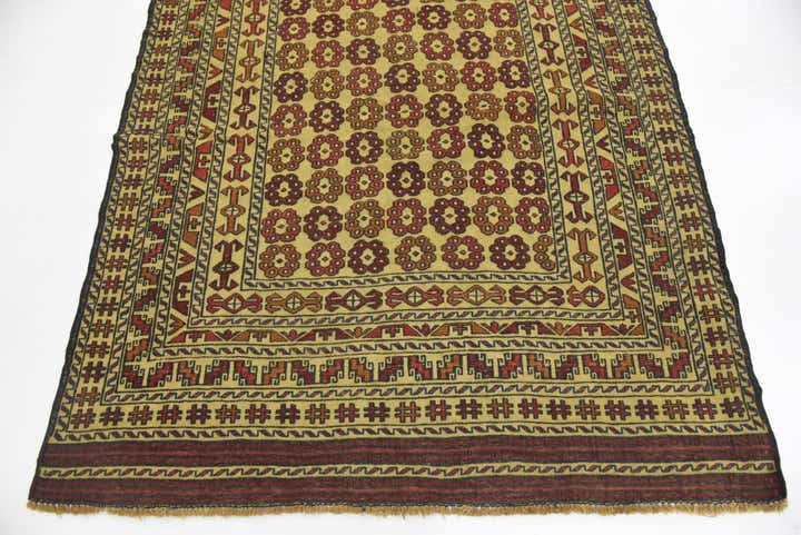 4' 3 x 6' 2 Hand Woven Kilim Afghan Wool Rug