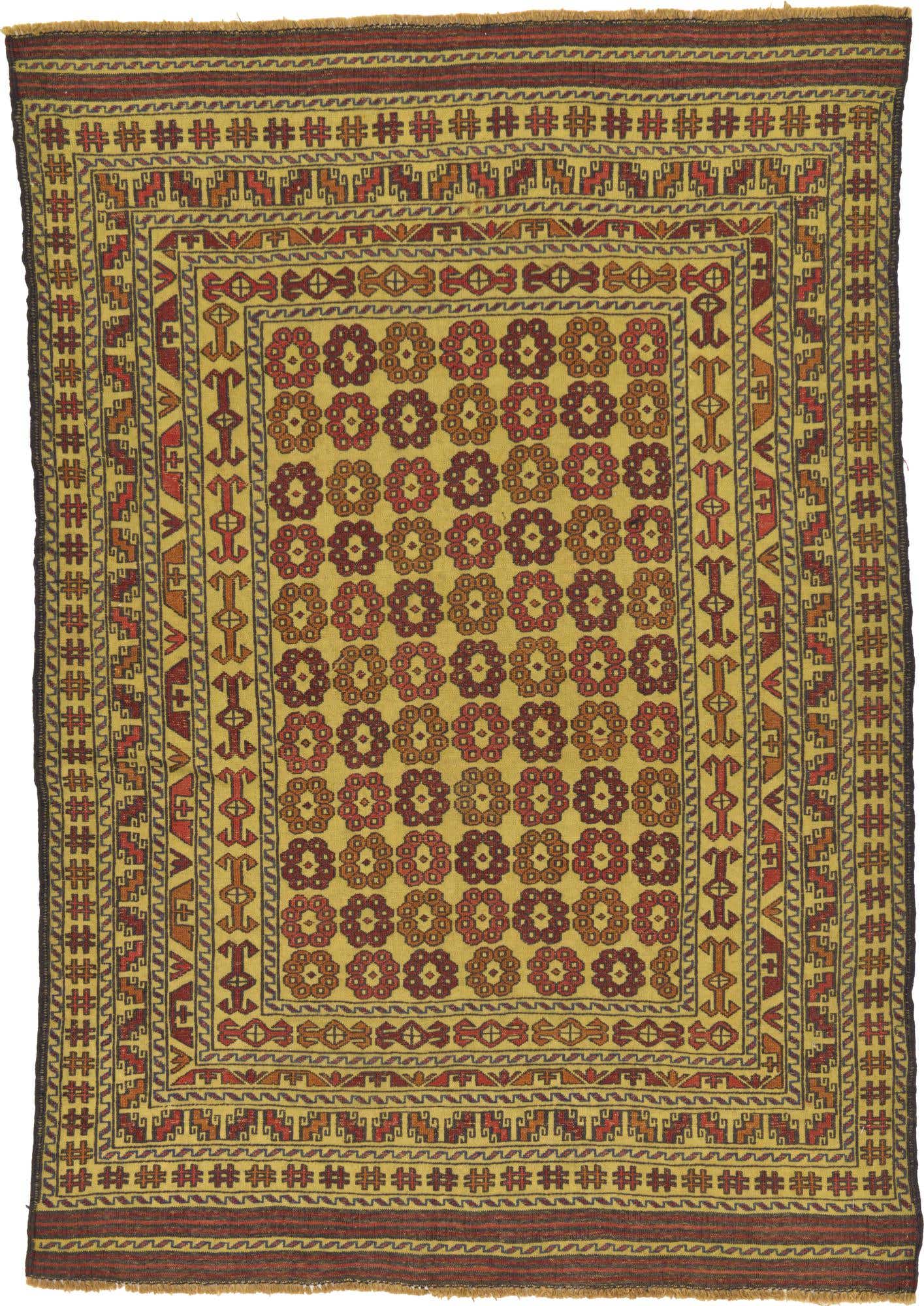 4' 3 x 6' 2 Hand Woven Kilim Afghan Wool Rug