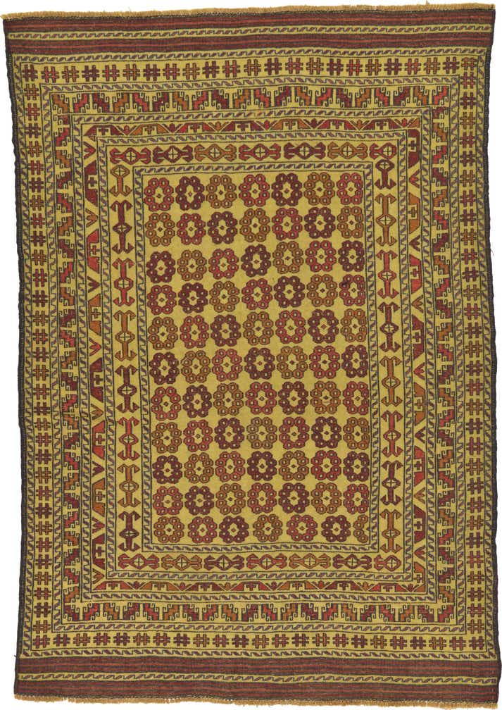 4' 3 x 6' 2 Hand Woven Kilim Afghan Wool Rug