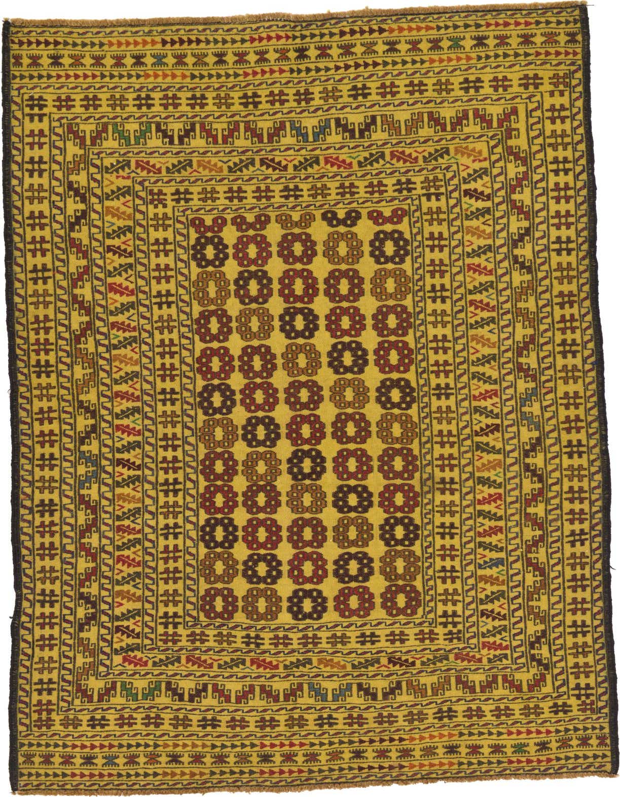 4' x 6' 6 Hand Woven Kilim Afghan Wool Rug