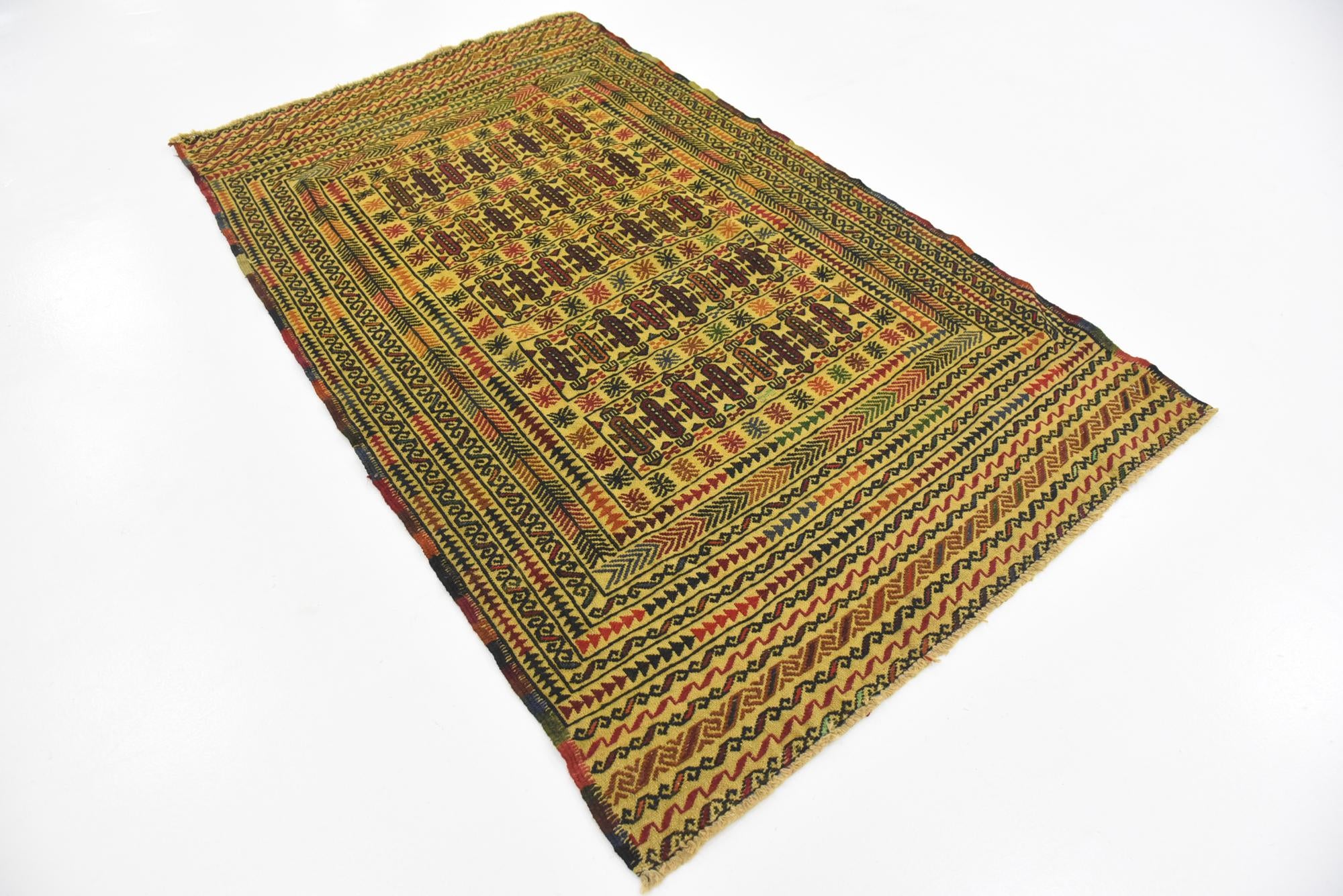 3' 8 x 6' Hand Woven Kilim Afghan Wool Rug