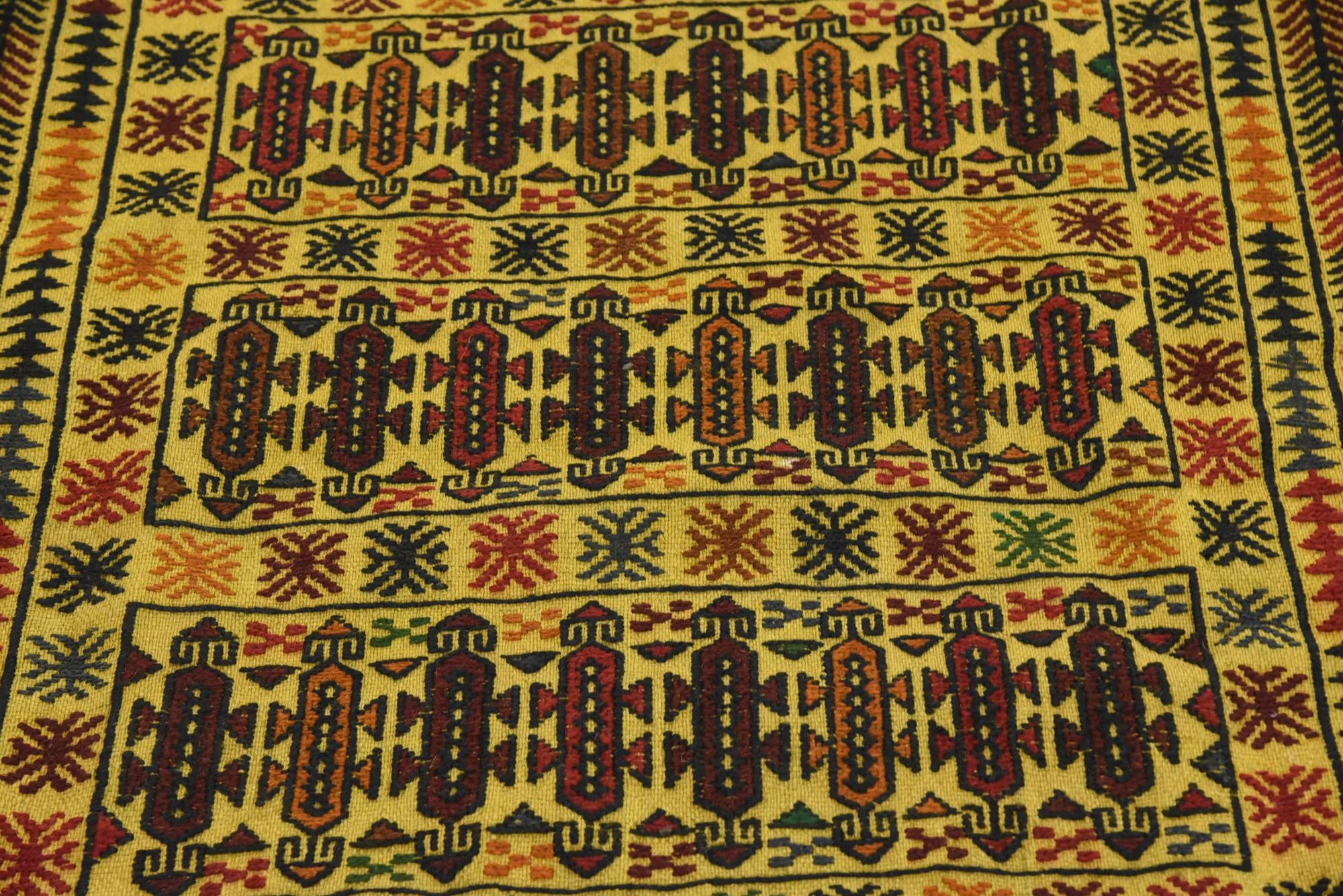 3' 8 x 6' Hand Woven Kilim Afghan Wool Rug
