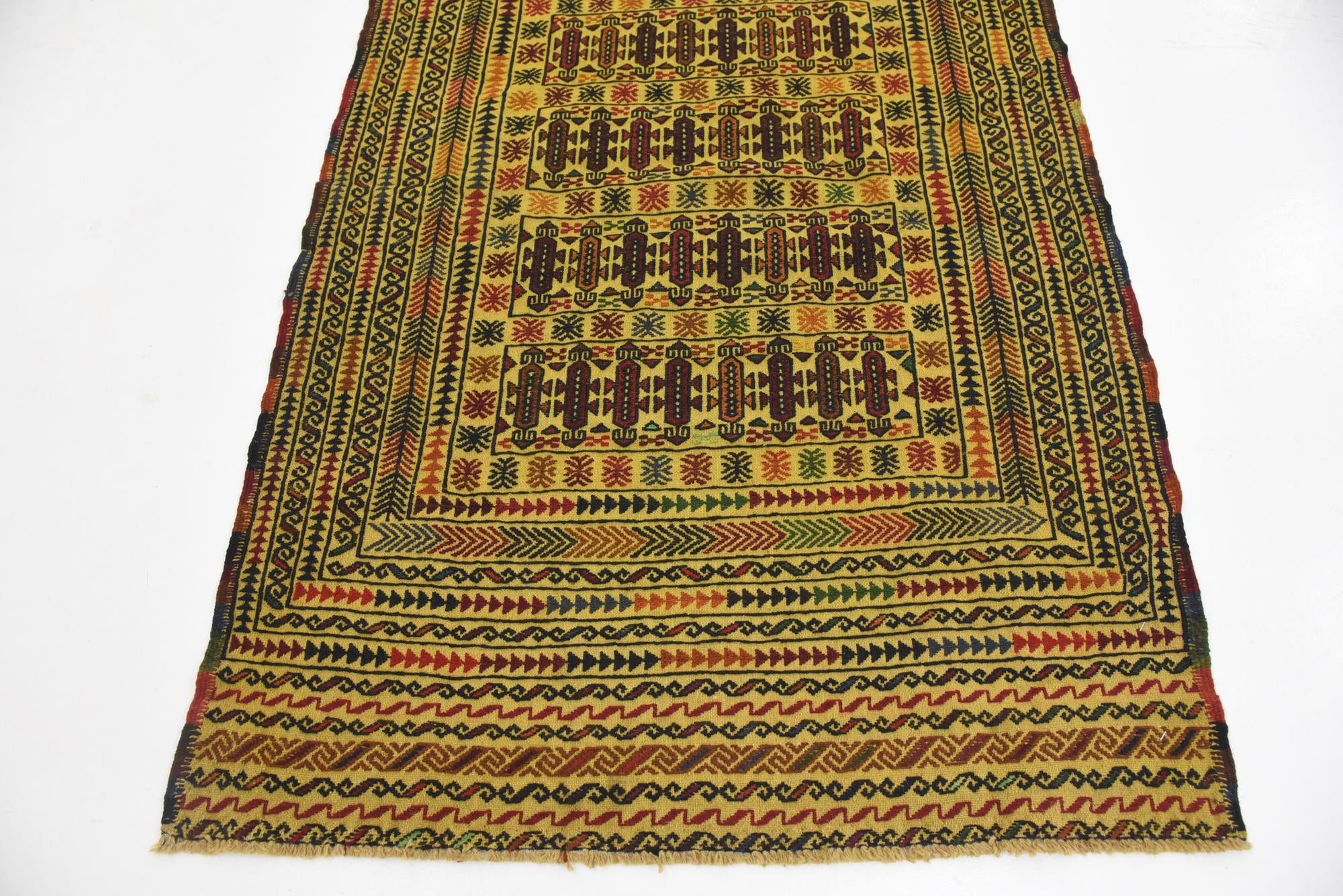 3' 8 x 6' Hand Woven Kilim Afghan Wool Rug