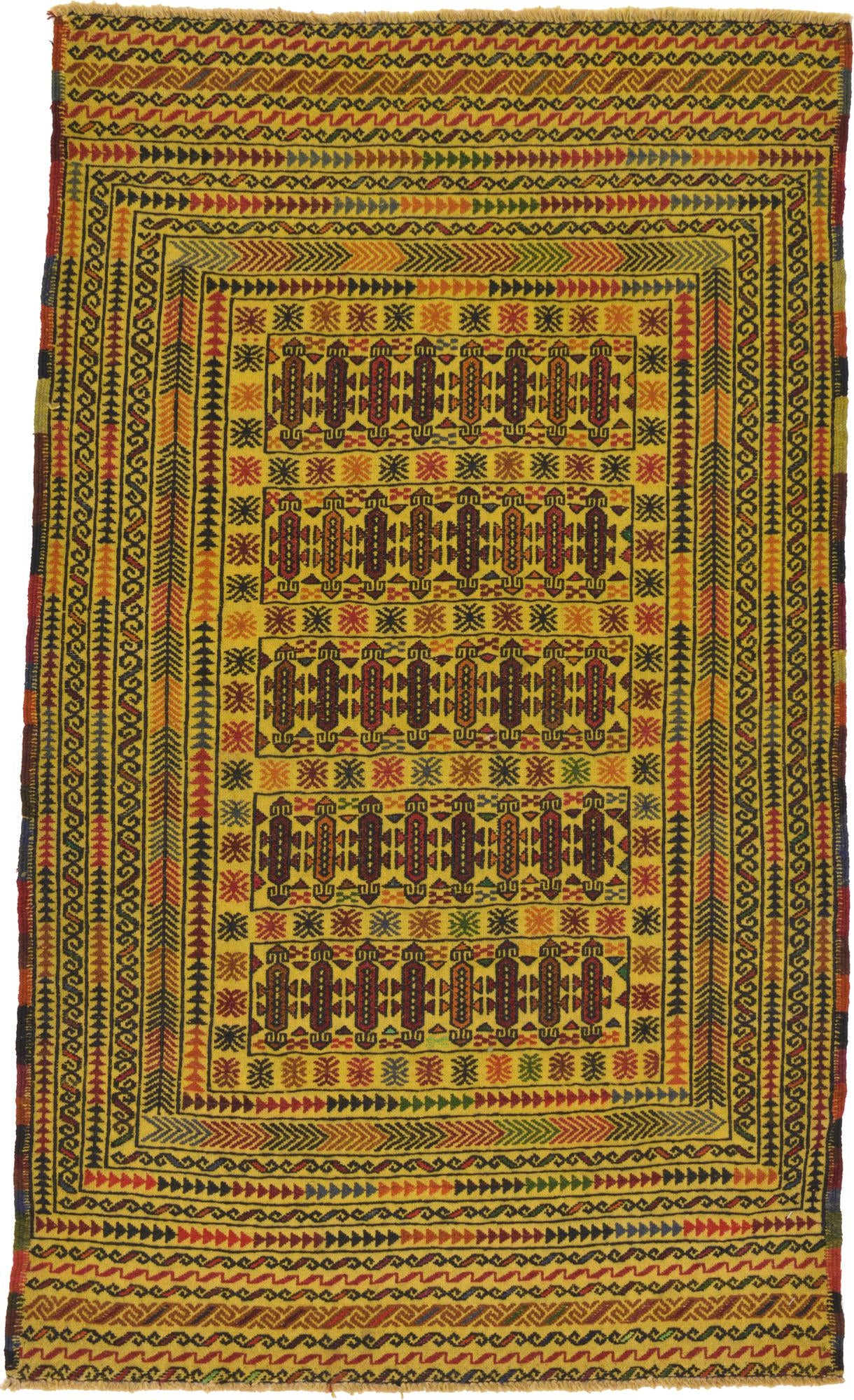 3' 8 x 6' Hand Woven Kilim Afghan Wool Rug