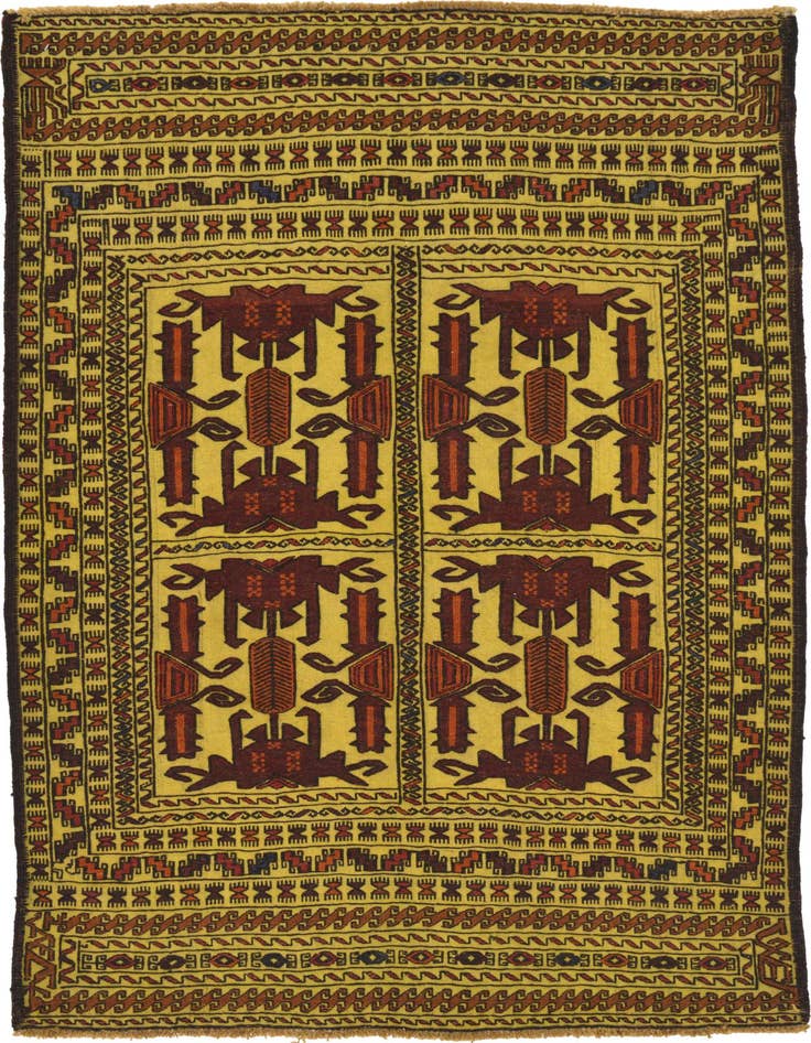 Detail image of 3' 10 x 6' Hand Woven Kilim Afghan Wool Rug