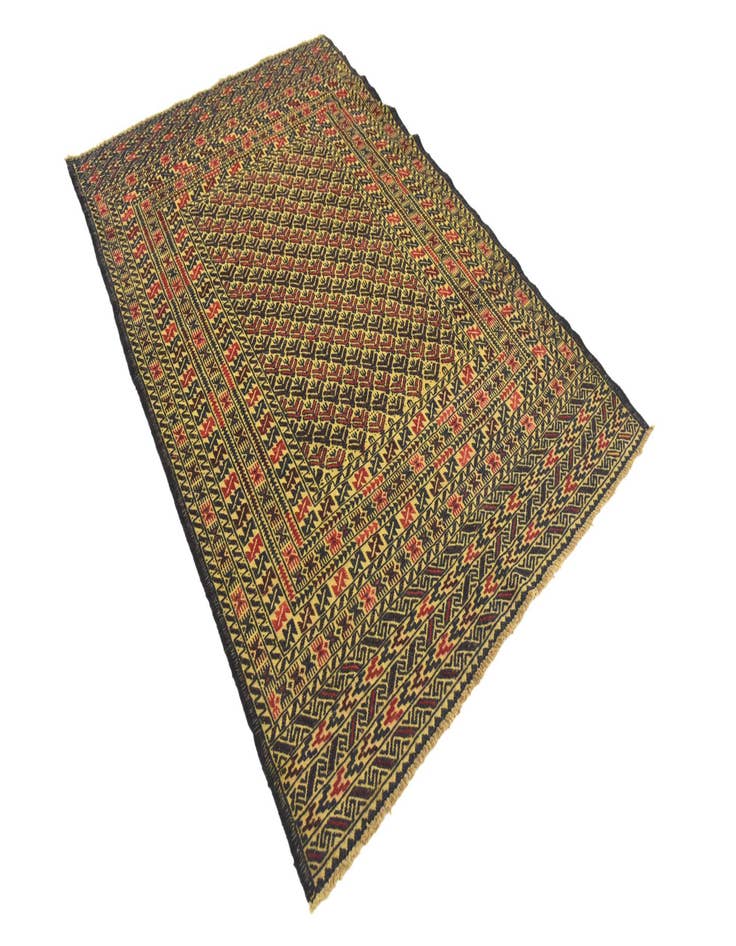 Detail image of 4' 2 x 6'  Hand Woven Kilim Afghan Wool Rug