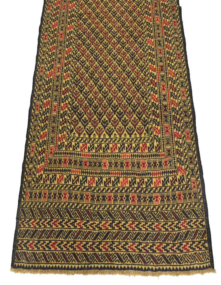 Detail image of 4' 2 x 6'  Hand Woven Kilim Afghan Wool Rug